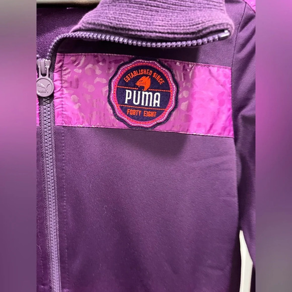 Puma 48 track jacket cheetah print purple cowl neck womens size medium - Picture 8 of 12